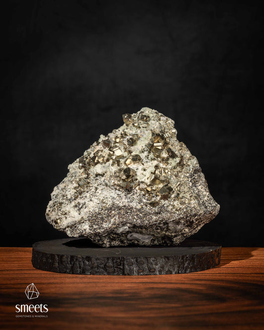 Pyrite with Quartz on Matrix from Peru