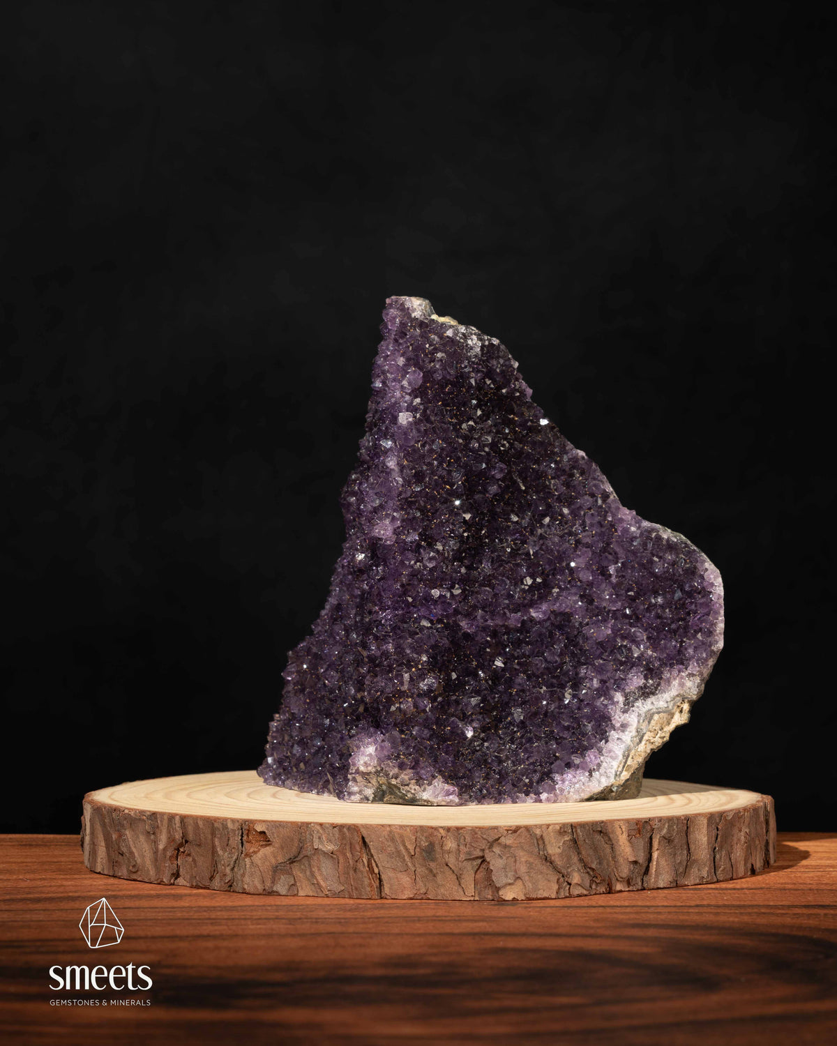 Tall Brazilian Amethyst Crystal Cluster with Cut Base