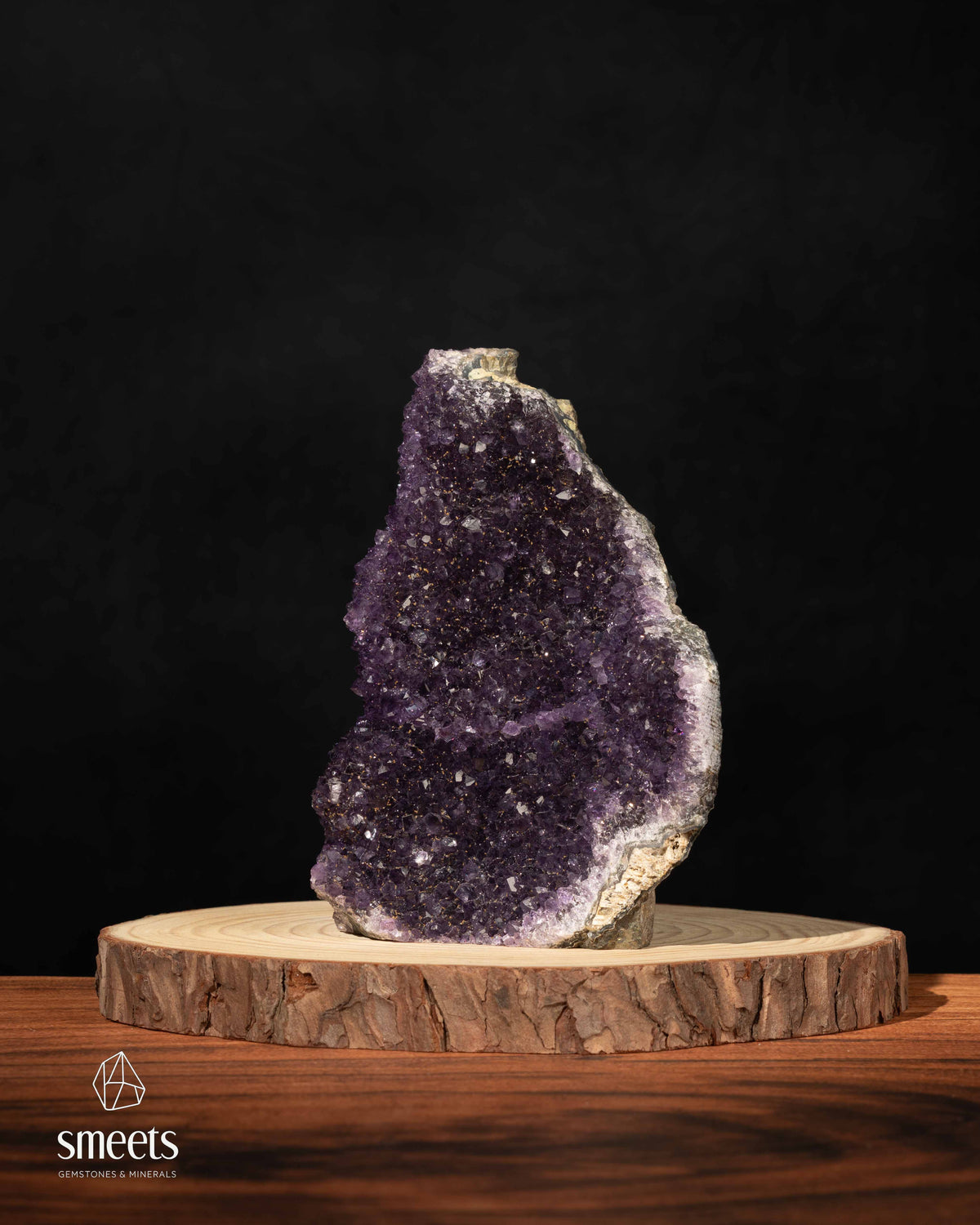 Tall Brazilian Amethyst Crystal Cluster with Cut Base