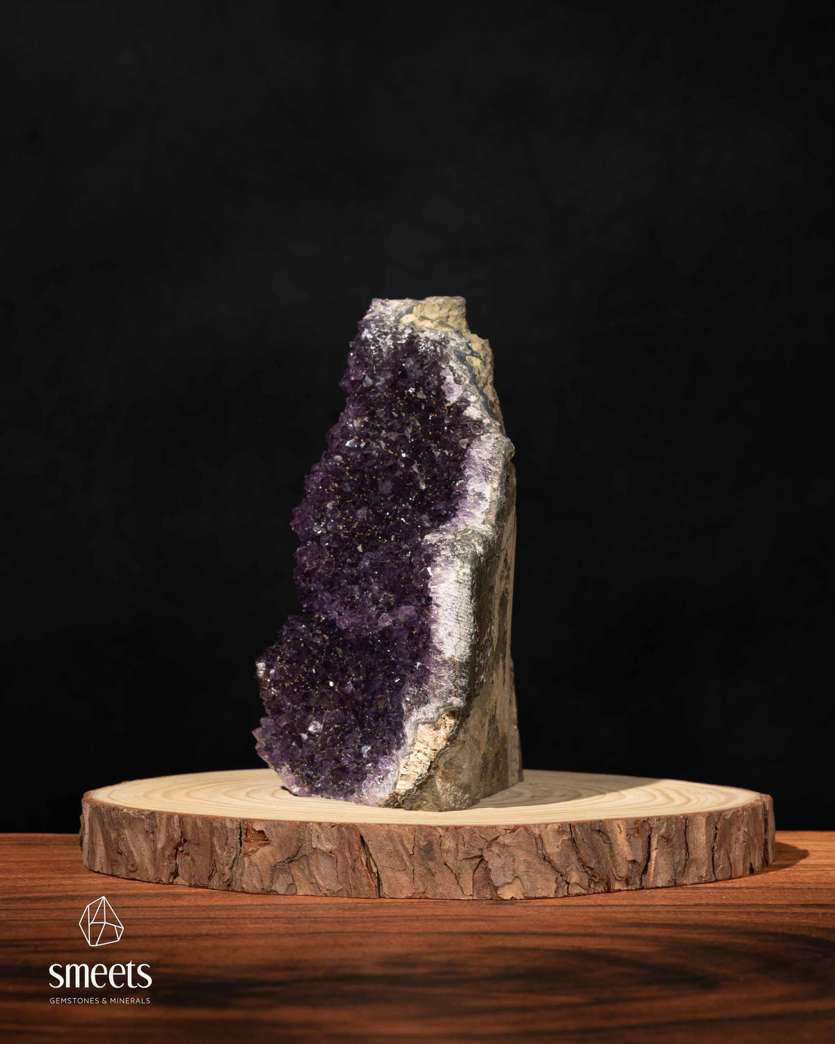 Tall Brazilian Amethyst Crystal Cluster with Cut Base