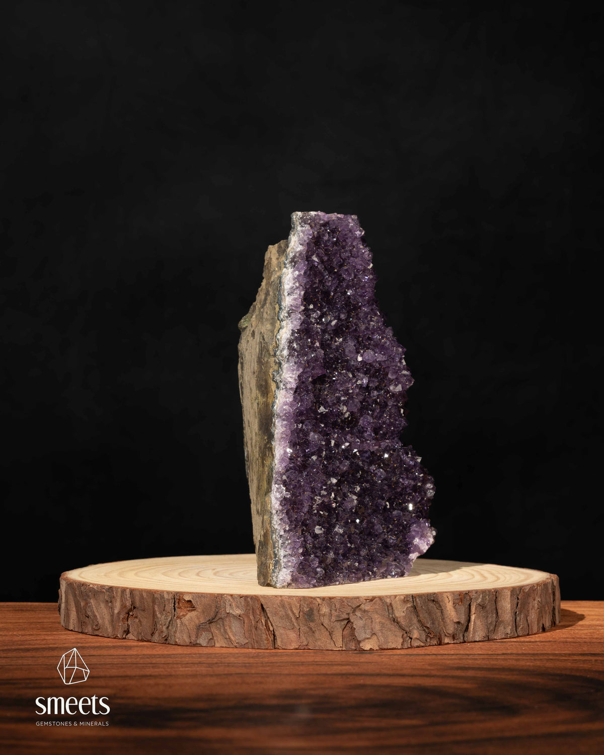 Tall Brazilian Amethyst Crystal Cluster with Cut Base