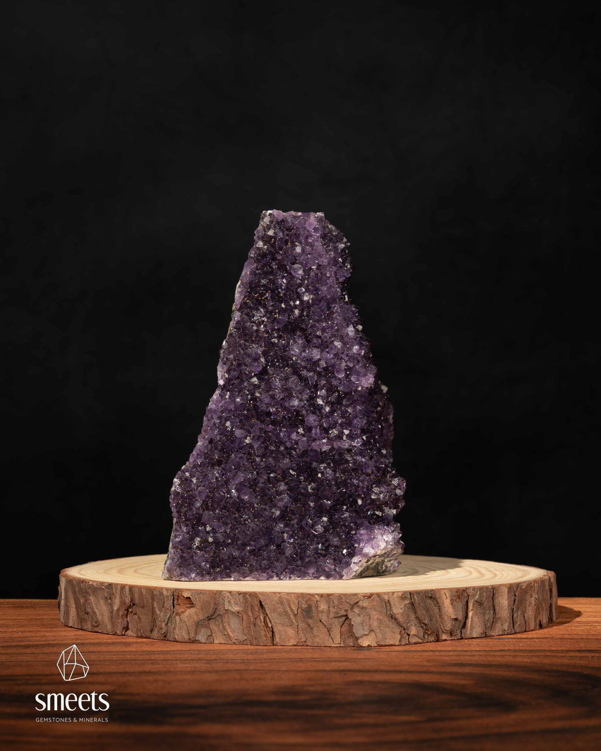 Tall Brazilian Amethyst Crystal Cluster with Cut Base