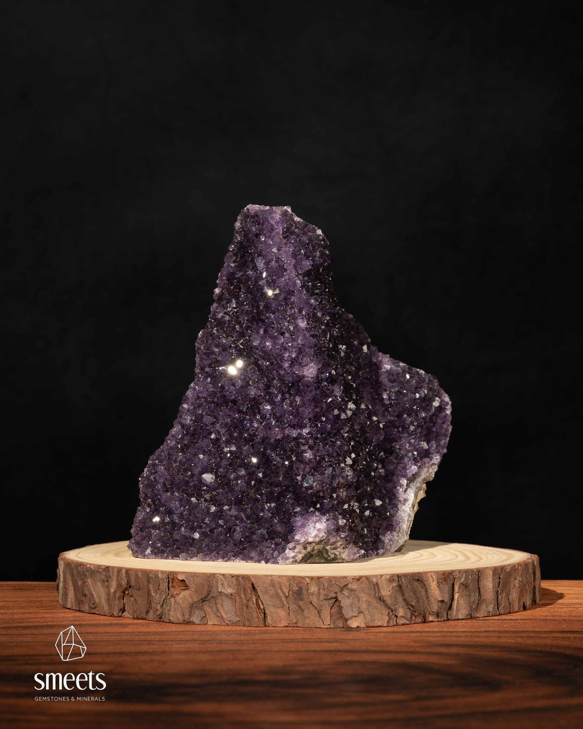 Tall Brazilian Amethyst Crystal Cluster with Cut Base