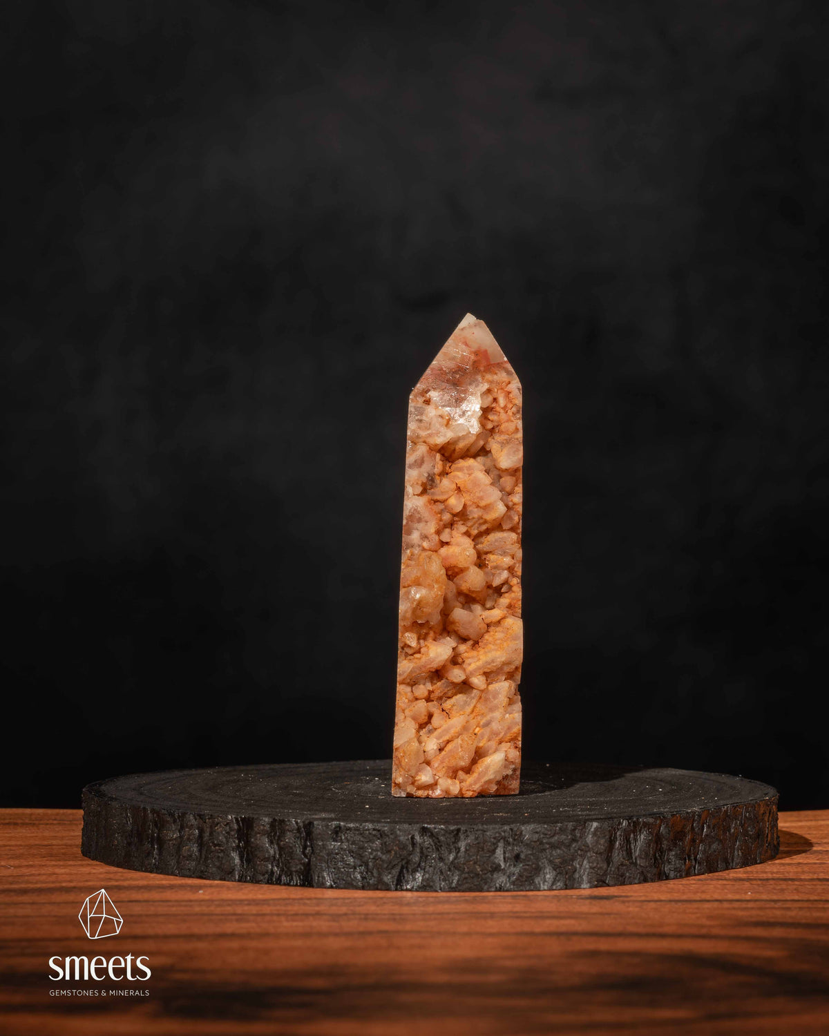 Peruvian Orange Calcite Obelisk with Natural Crystal Formation
