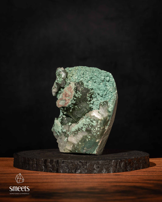 Marshy Green Apophyllite on Heulandite from India