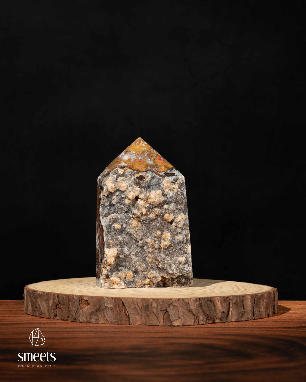 Brazilian Chalcedony Agate Tower with Sparkling Druzy Quartz