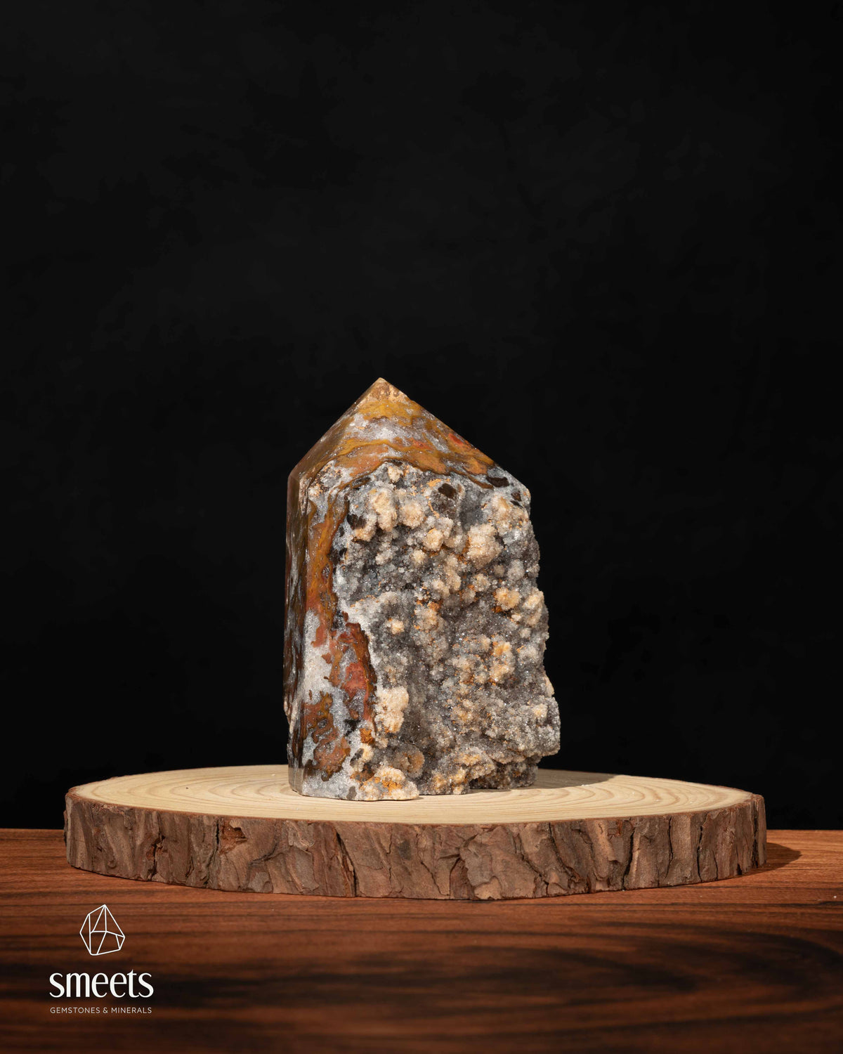 Brazilian Chalcedony Agate Tower with Sparkling Druzy Quartz