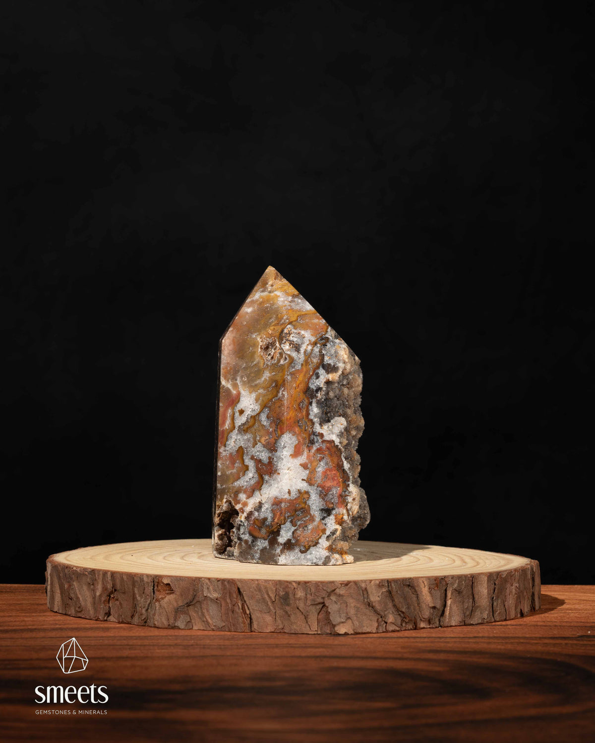Brazilian Chalcedony Agate Tower with Sparkling Druzy Quartz