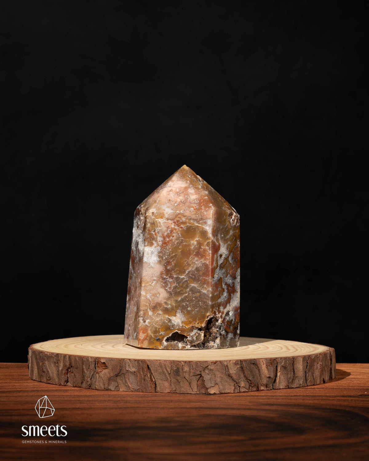 Brazilian Chalcedony Agate Tower with Sparkling Druzy Quartz
