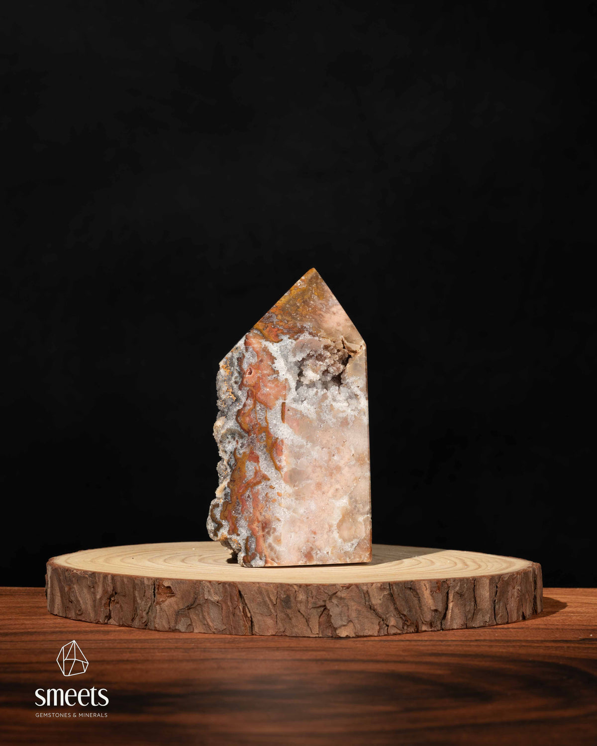 Brazilian Chalcedony Agate Tower with Sparkling Druzy Quartz