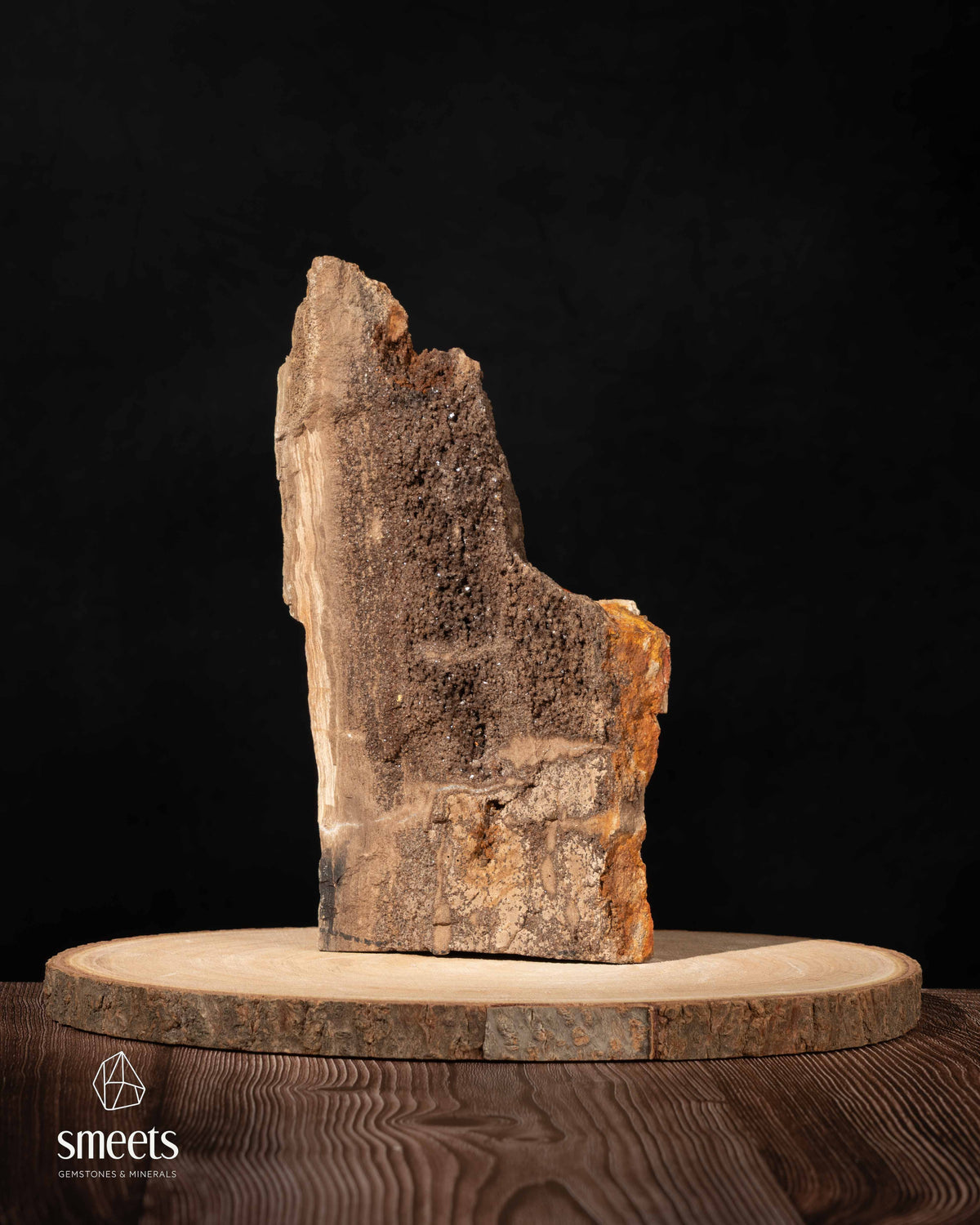 Sculptural Indonesian Crystal Wood with Dark Crystal Formation