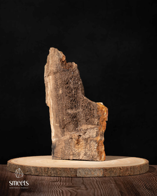 Sculptural Indonesian Crystal Wood with Dark Crystal Formation