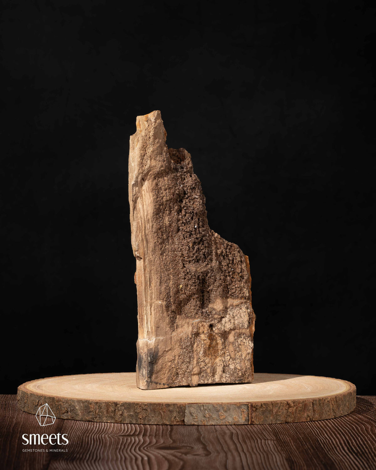 Sculptural Indonesian Crystal Wood with Dark Crystal Formation