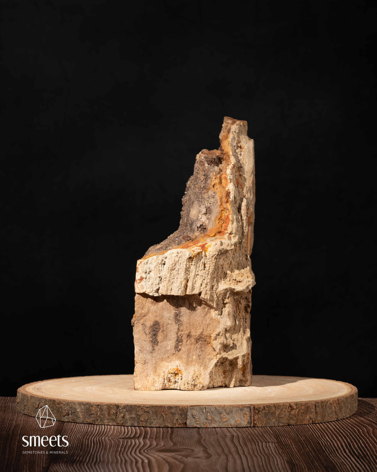 Sculptural Indonesian Crystal Wood with Dark Crystal Formation