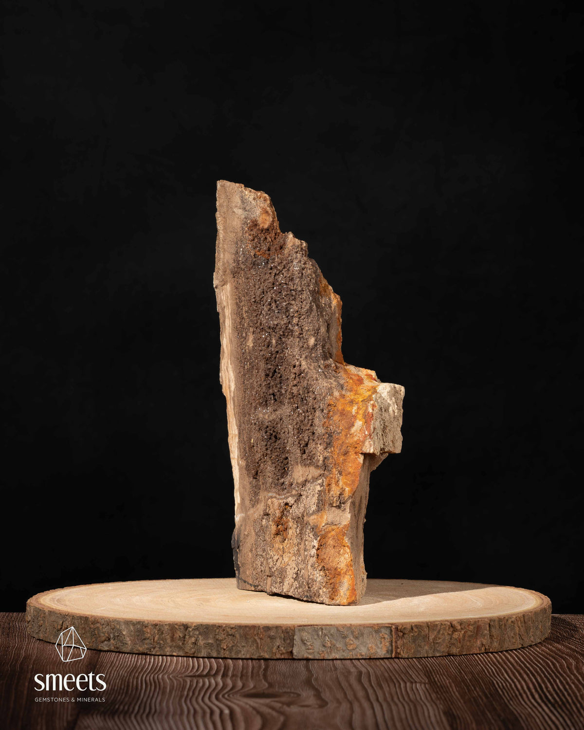 Sculptural Indonesian Crystal Wood with Dark Crystal Formation