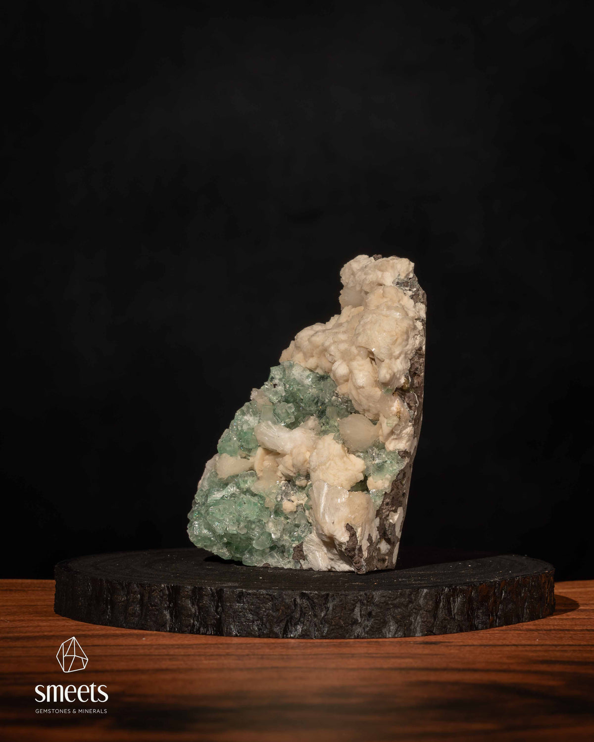 Indian Green Diamond Apophyllite with Cream Stilbite