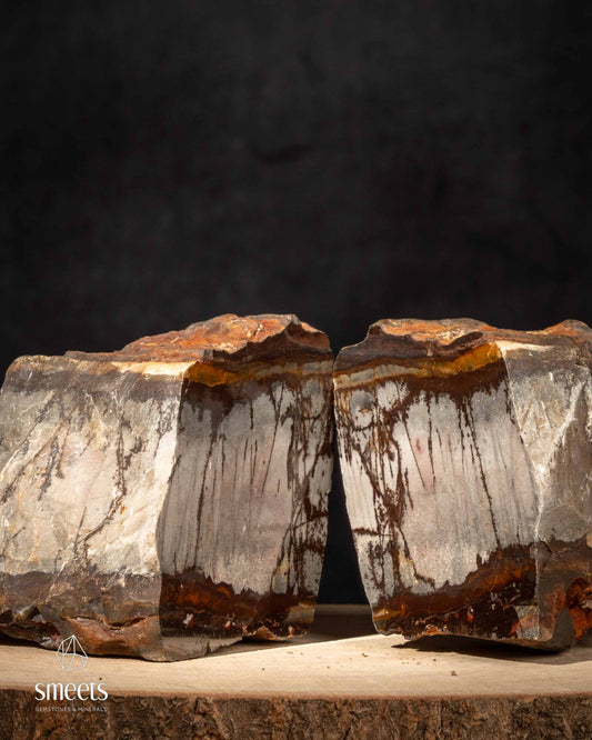 Par de Rodonite Natural da Indonésia – Uma Face Polida