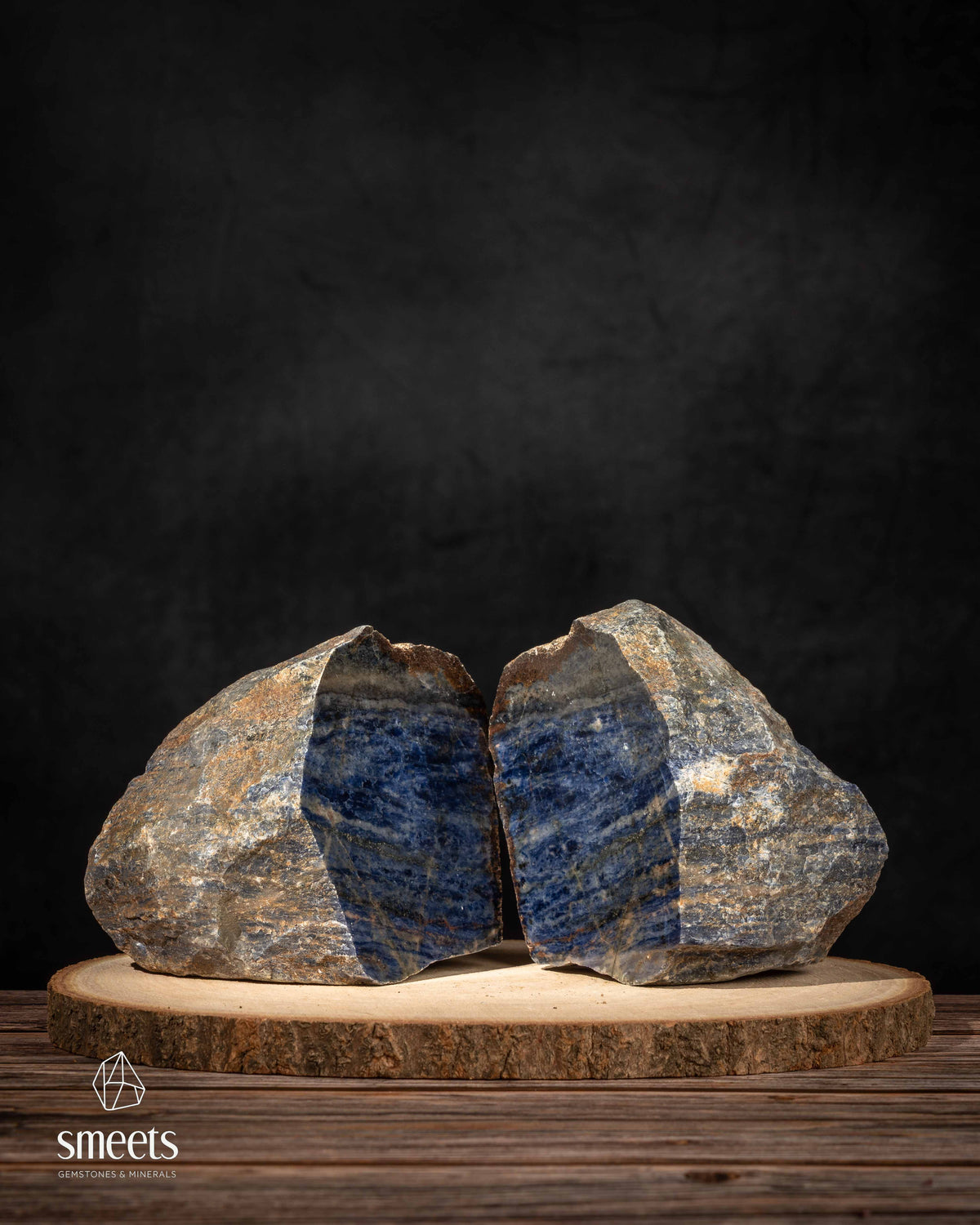 Brazilian Sodalite Split Pair with Natural Pyrite Veining