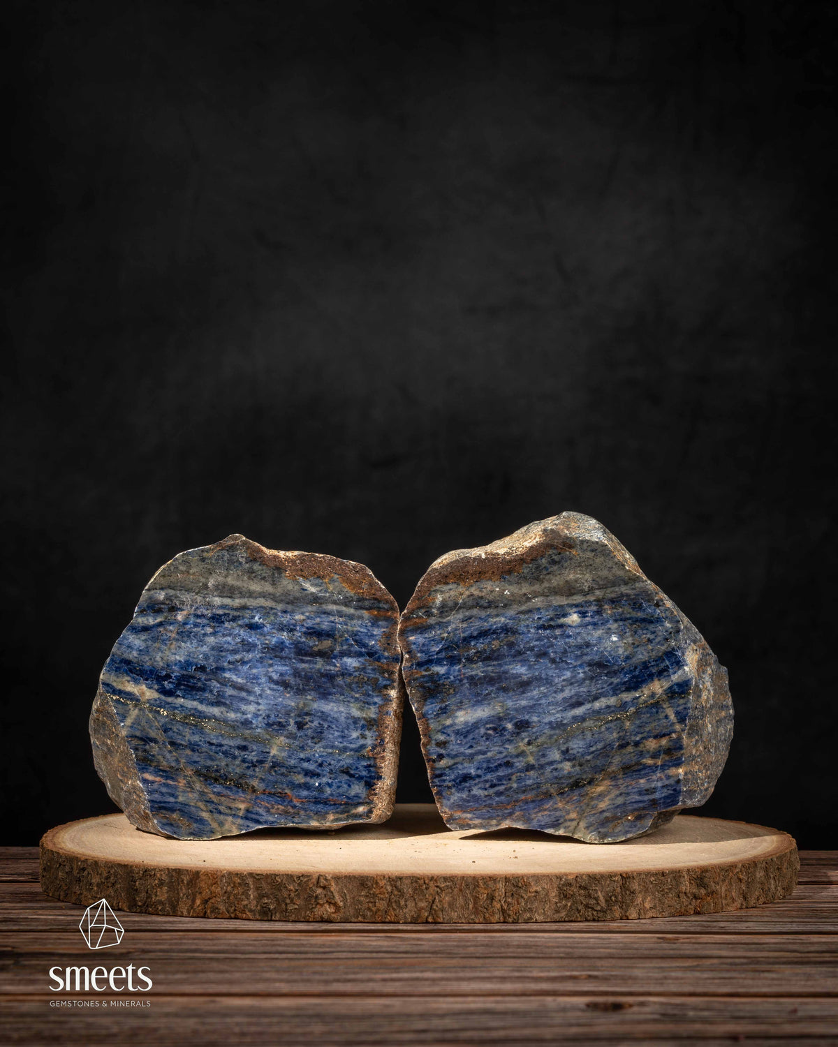 Brazilian Sodalite Split Pair with Natural Pyrite Veining