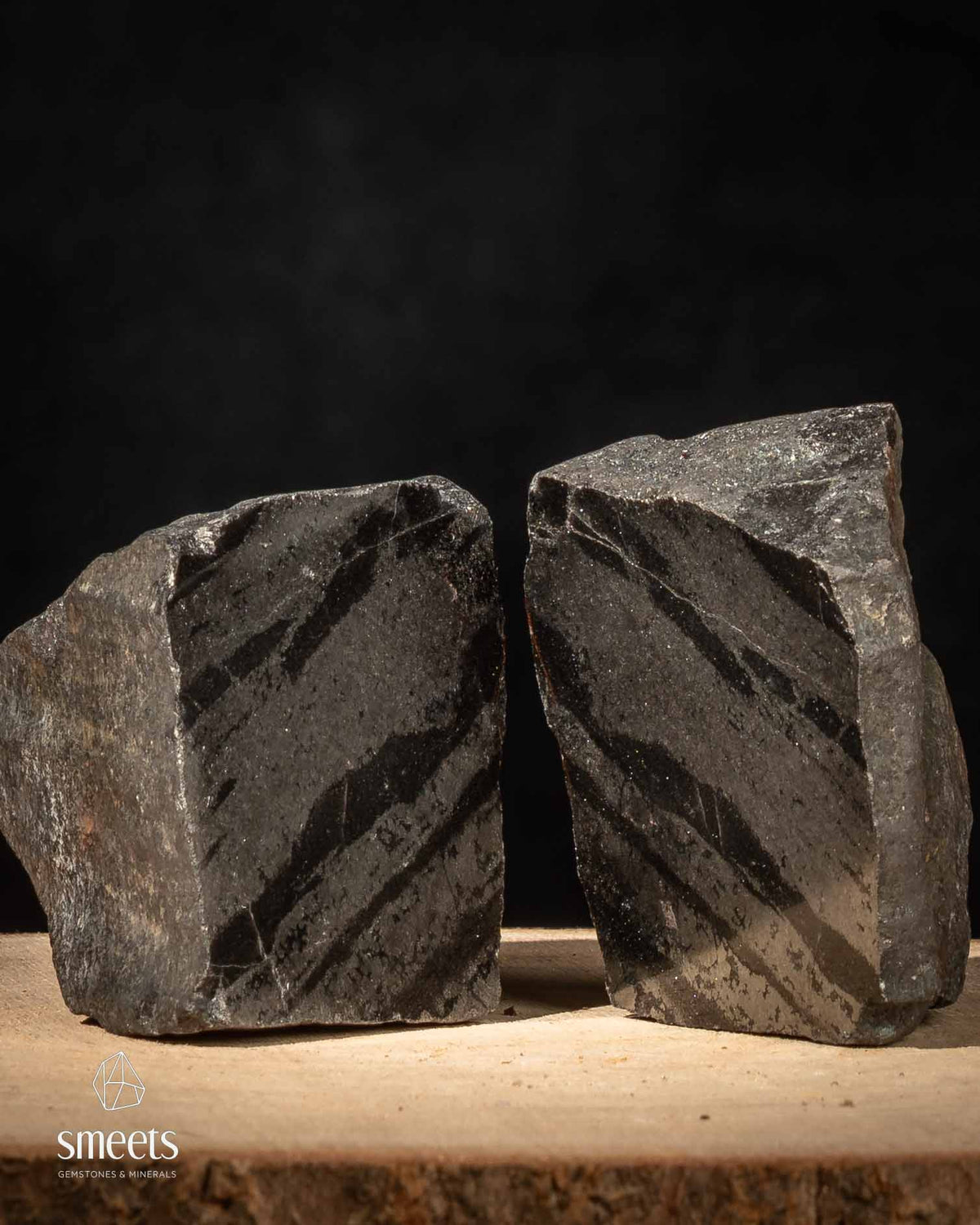 Ancient Greenland Isua Stone Split Pair – One Face Polished