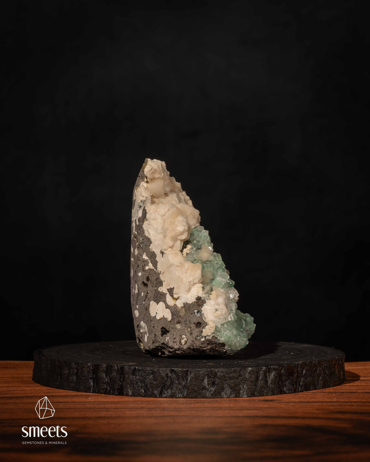 Indian Green Diamond Apophyllite with Cream Stilbite