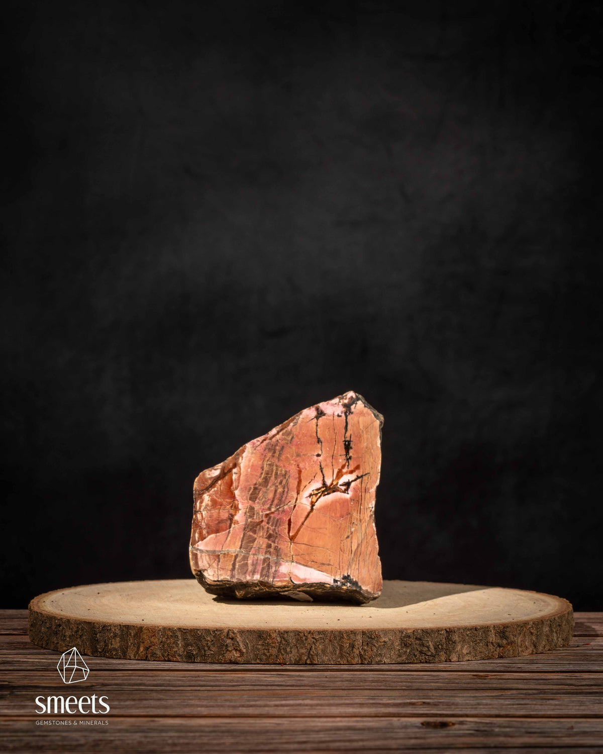 Half-Polished Indonesian Rhodonite Display Specimen