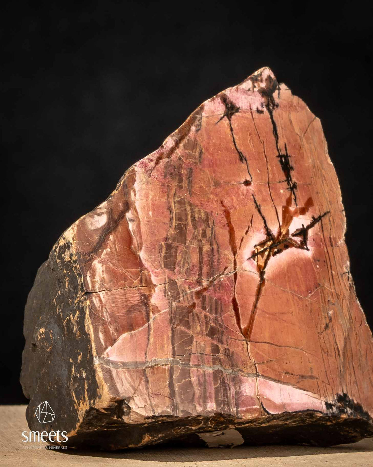 Half-Polished Indonesian Rhodonite Display Specimen