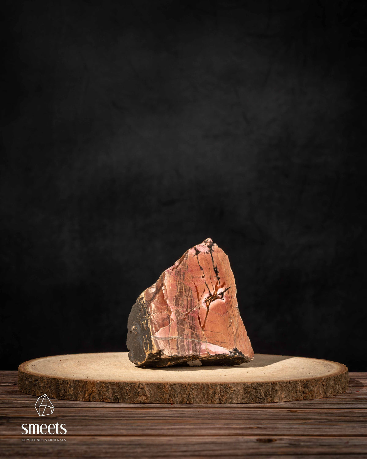 Half-Polished Indonesian Rhodonite Display Specimen
