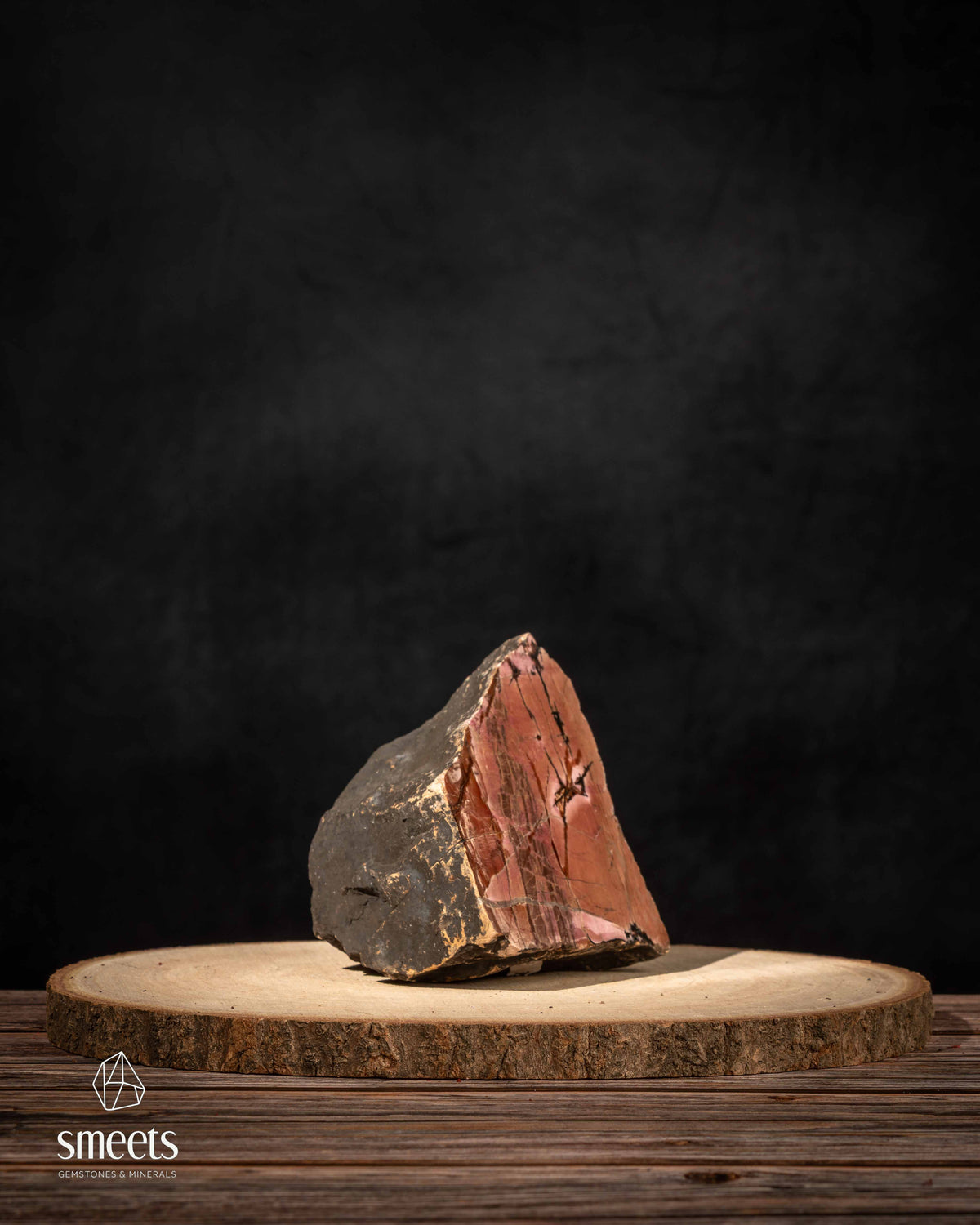 Half-Polished Indonesian Rhodonite Display Specimen
