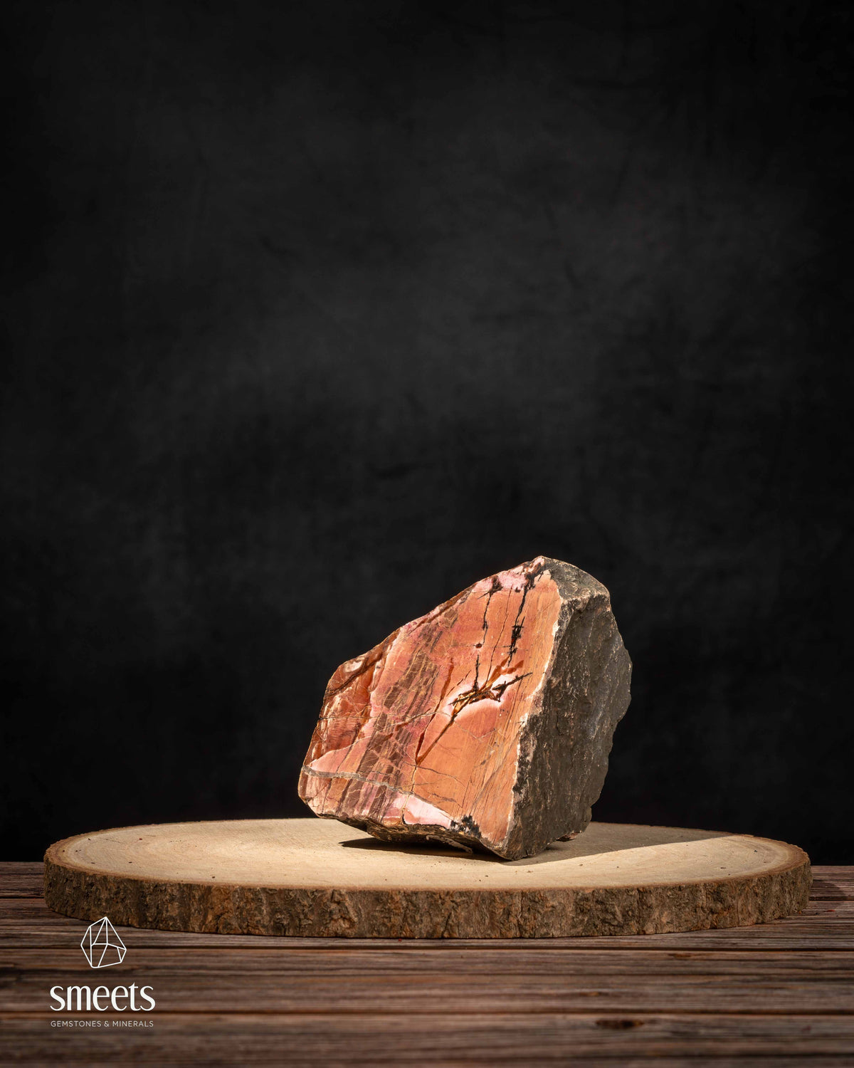 Half-Polished Indonesian Rhodonite Display Specimen