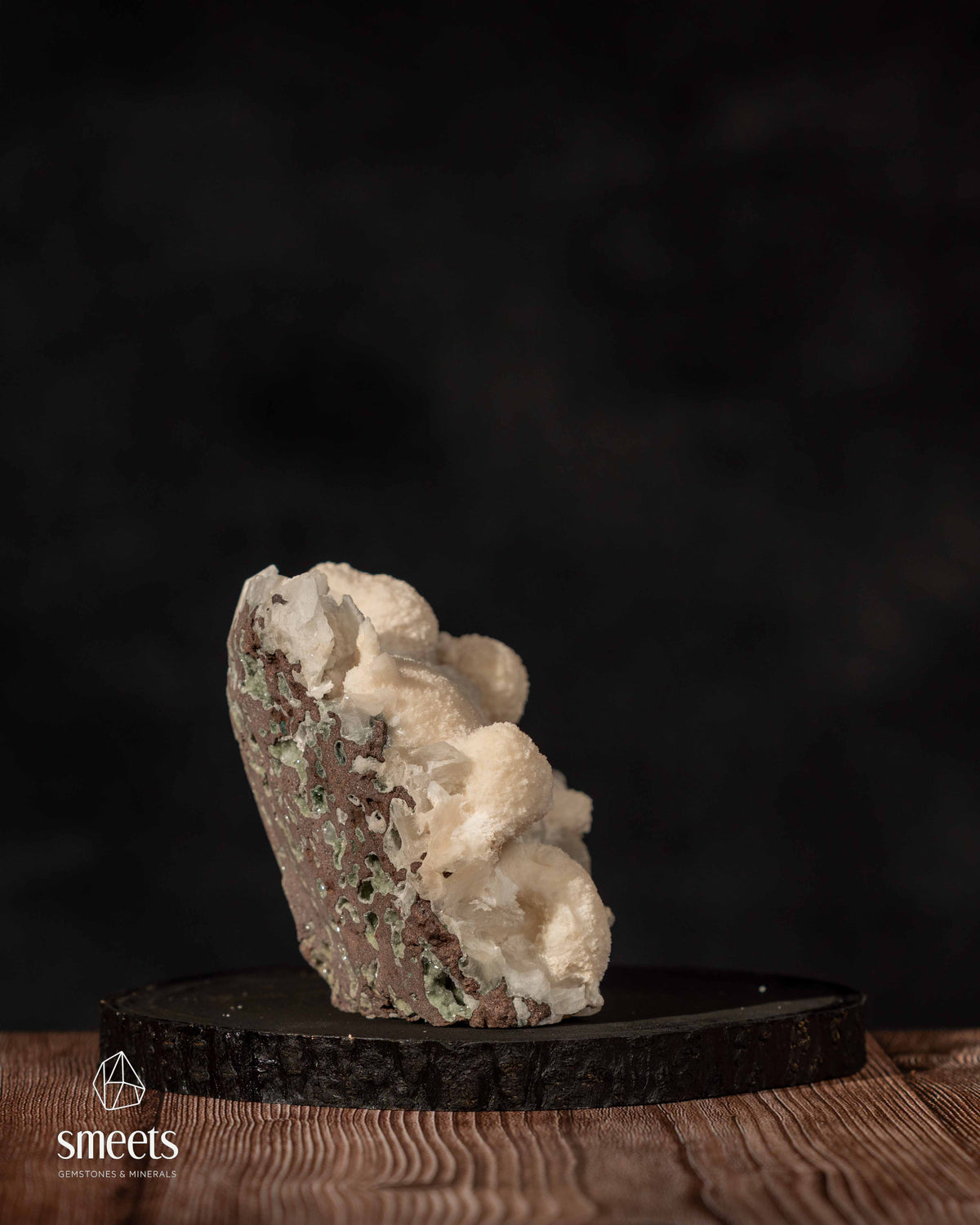 Indian White Mordenite and Stilbite Crystal Cluster on Matrix