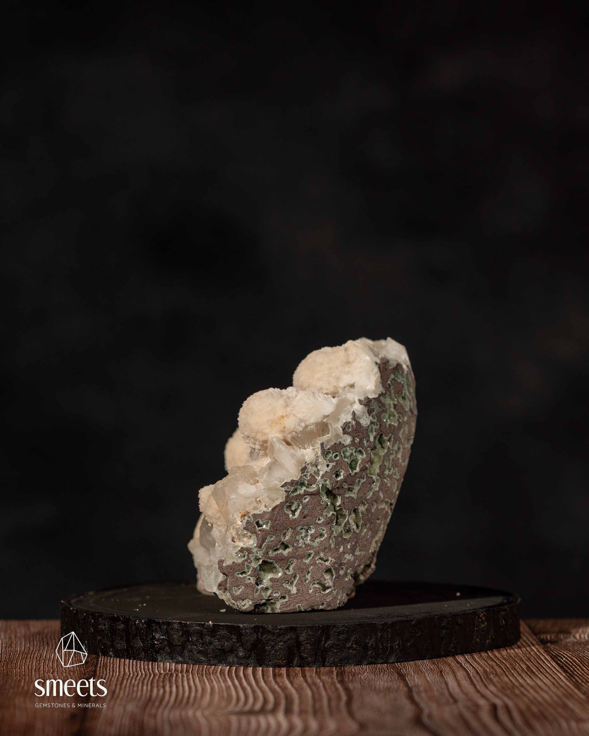 Indian White Mordenite and Stilbite Crystal Cluster on Matrix
