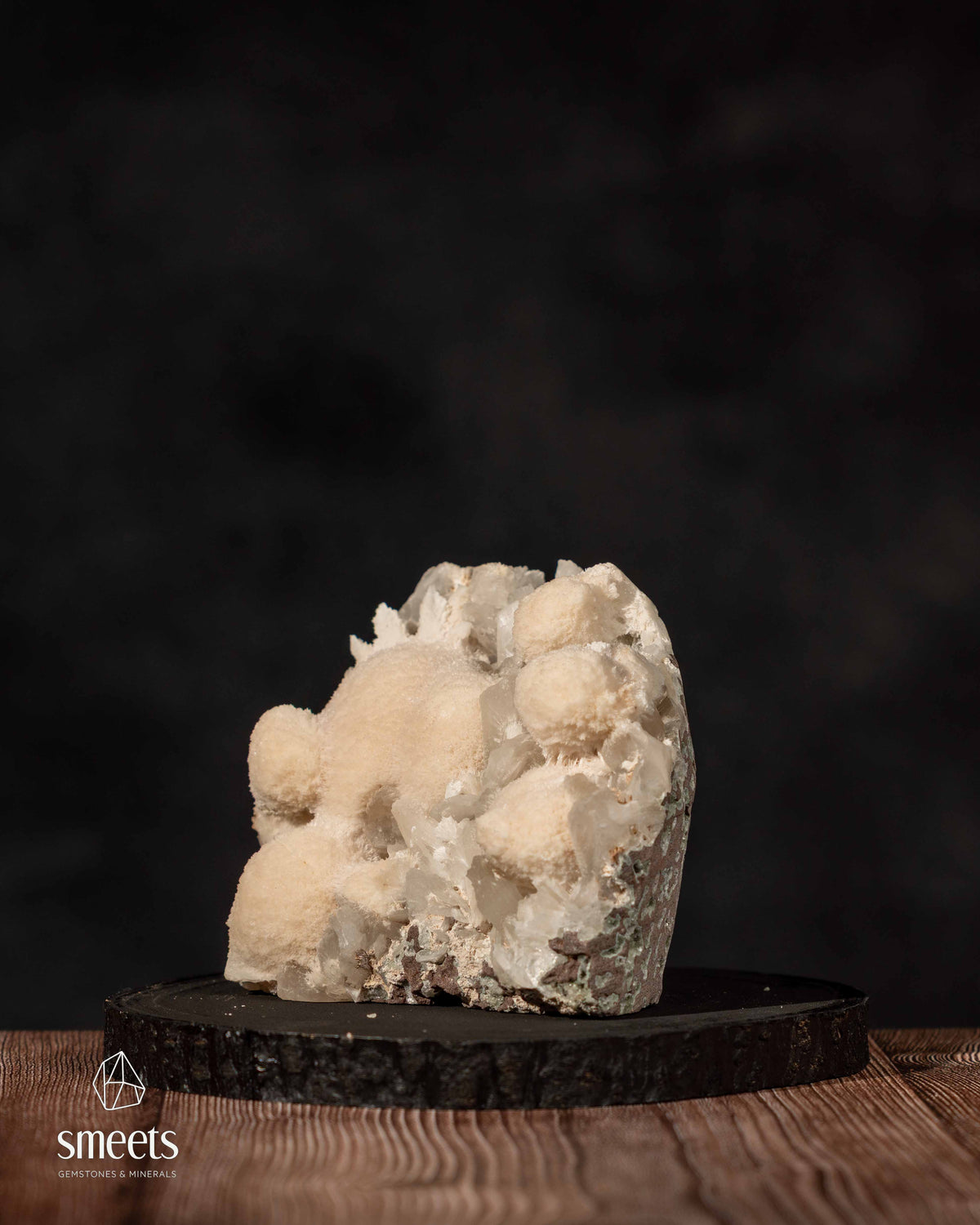 Indian White Mordenite and Stilbite Crystal Cluster on Matrix