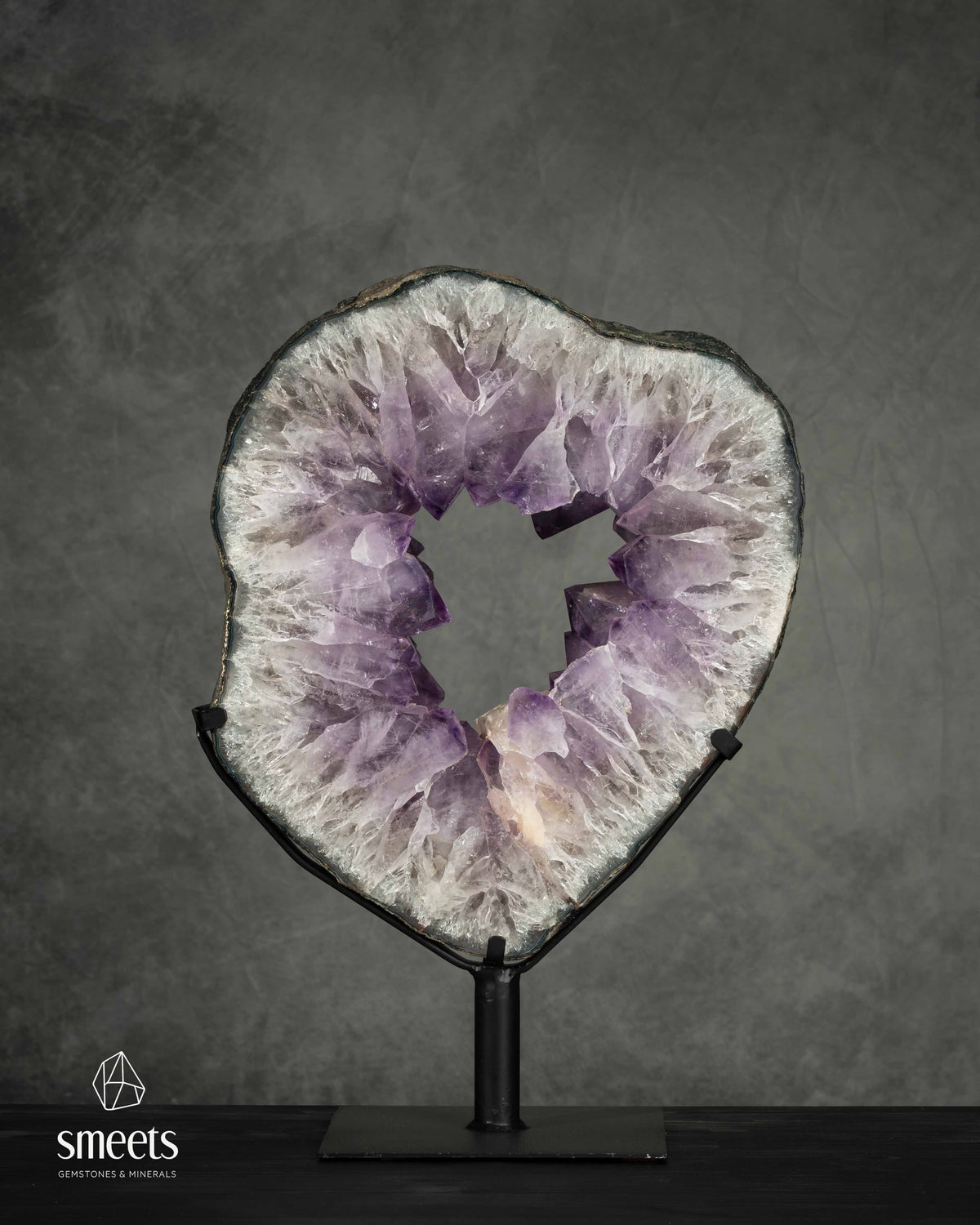 One-of-a-Kind XXL Brazilian Amethyst Crystal Portal on Metal Stand