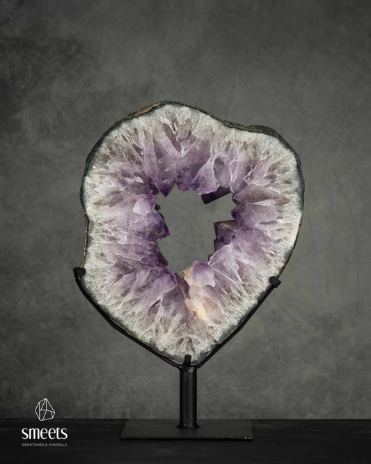 One-of-a-Kind XXL Brazilian Amethyst Crystal Portal on Metal Stand