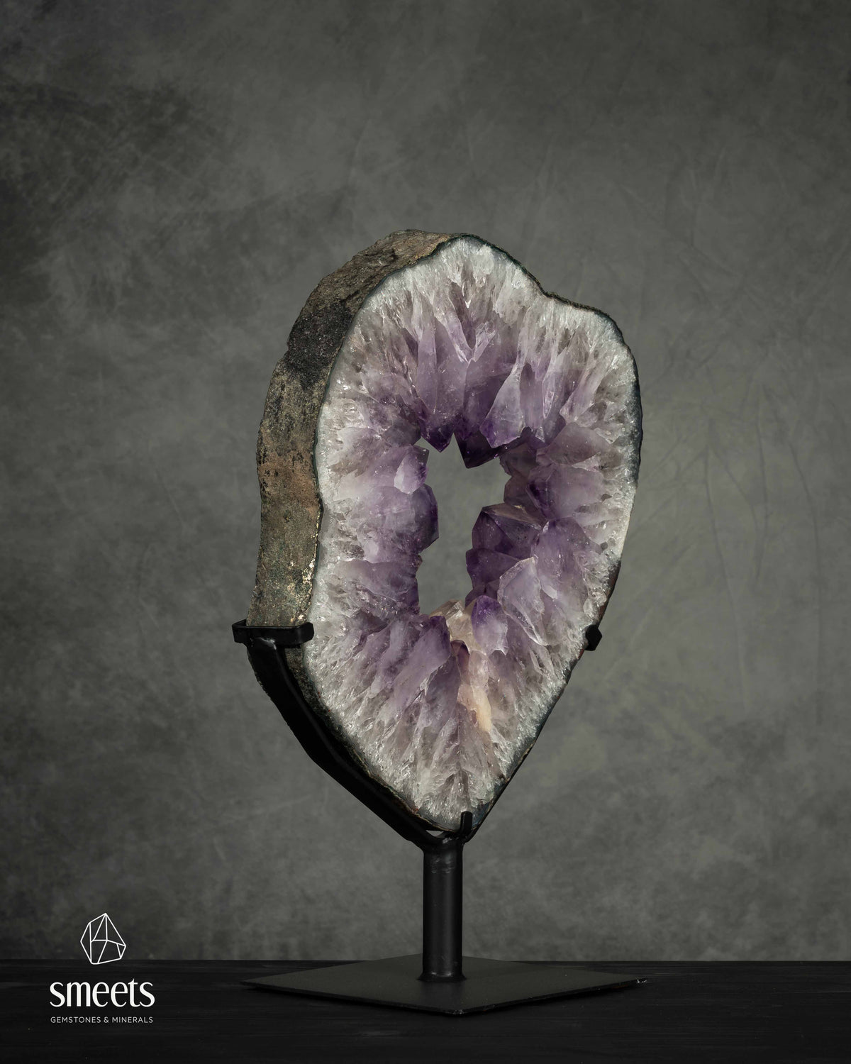 One-of-a-Kind XXL Brazilian Amethyst Crystal Portal on Metal Stand
