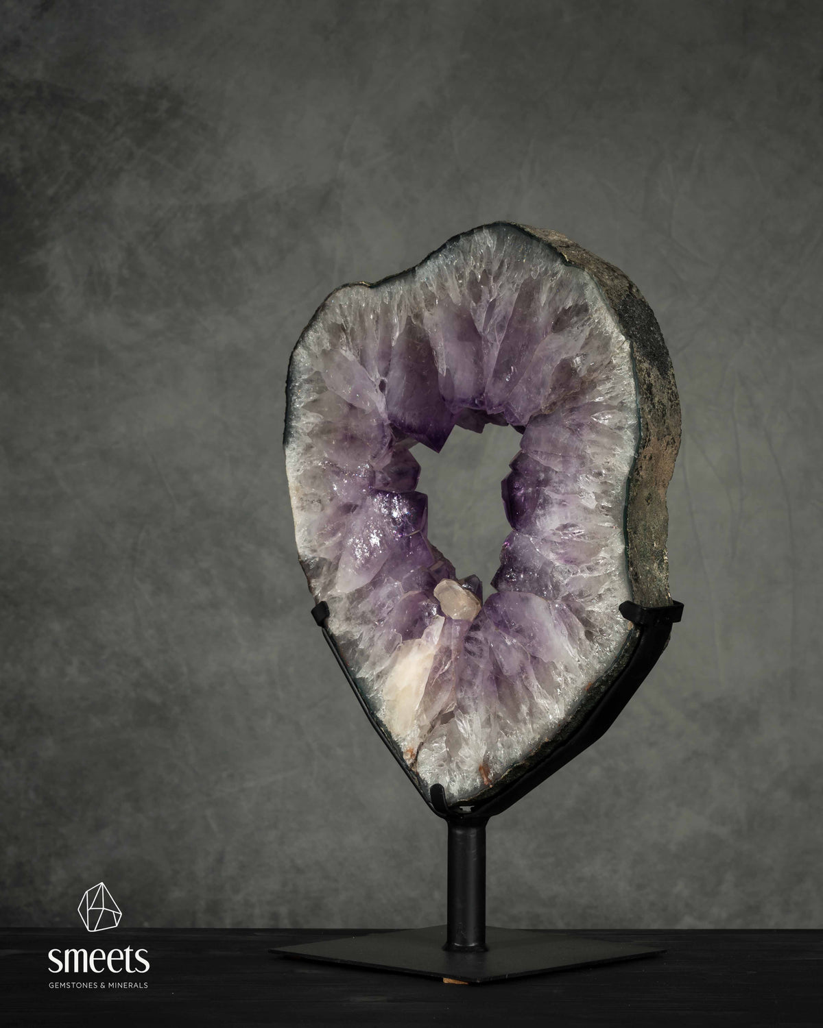 One-of-a-Kind XXL Brazilian Amethyst Crystal Portal on Metal Stand