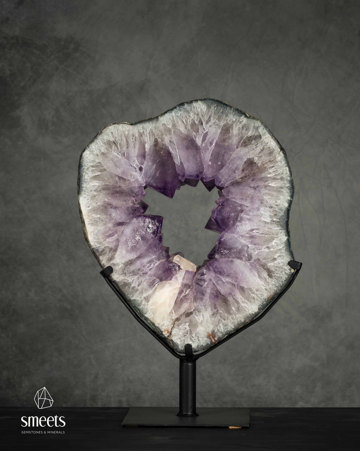 One-of-a-Kind XXL Brazilian Amethyst Crystal Portal on Metal Stand