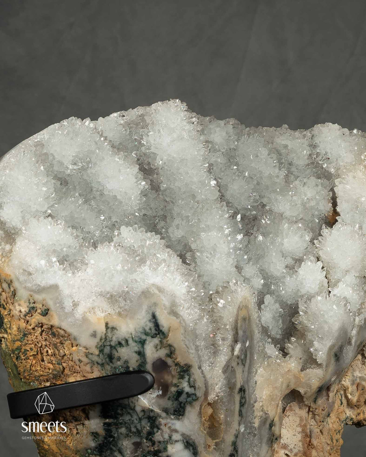One-of-a-Kind XXL Brazilian Druzy Quartz Formation on Metal Stand