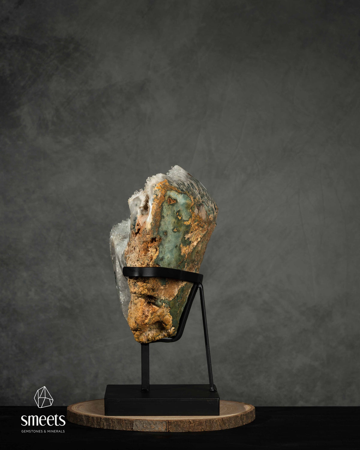 One-of-a-Kind XXL Brazilian Druzy Quartz Formation on Metal Stand