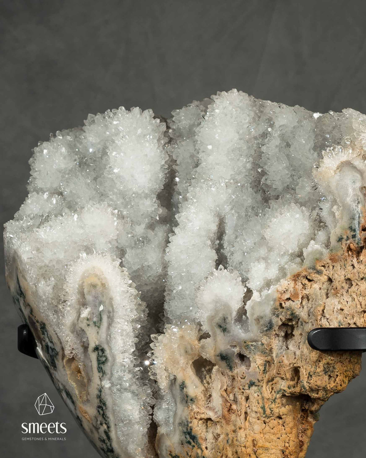One-of-a-Kind XXL Brazilian Druzy Quartz Formation on Metal Stand