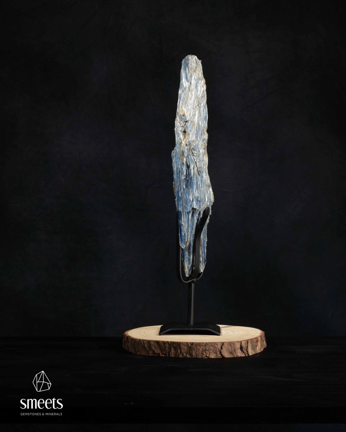 Sculptural Blue Kyanite Crystal Formation on Metal Stand