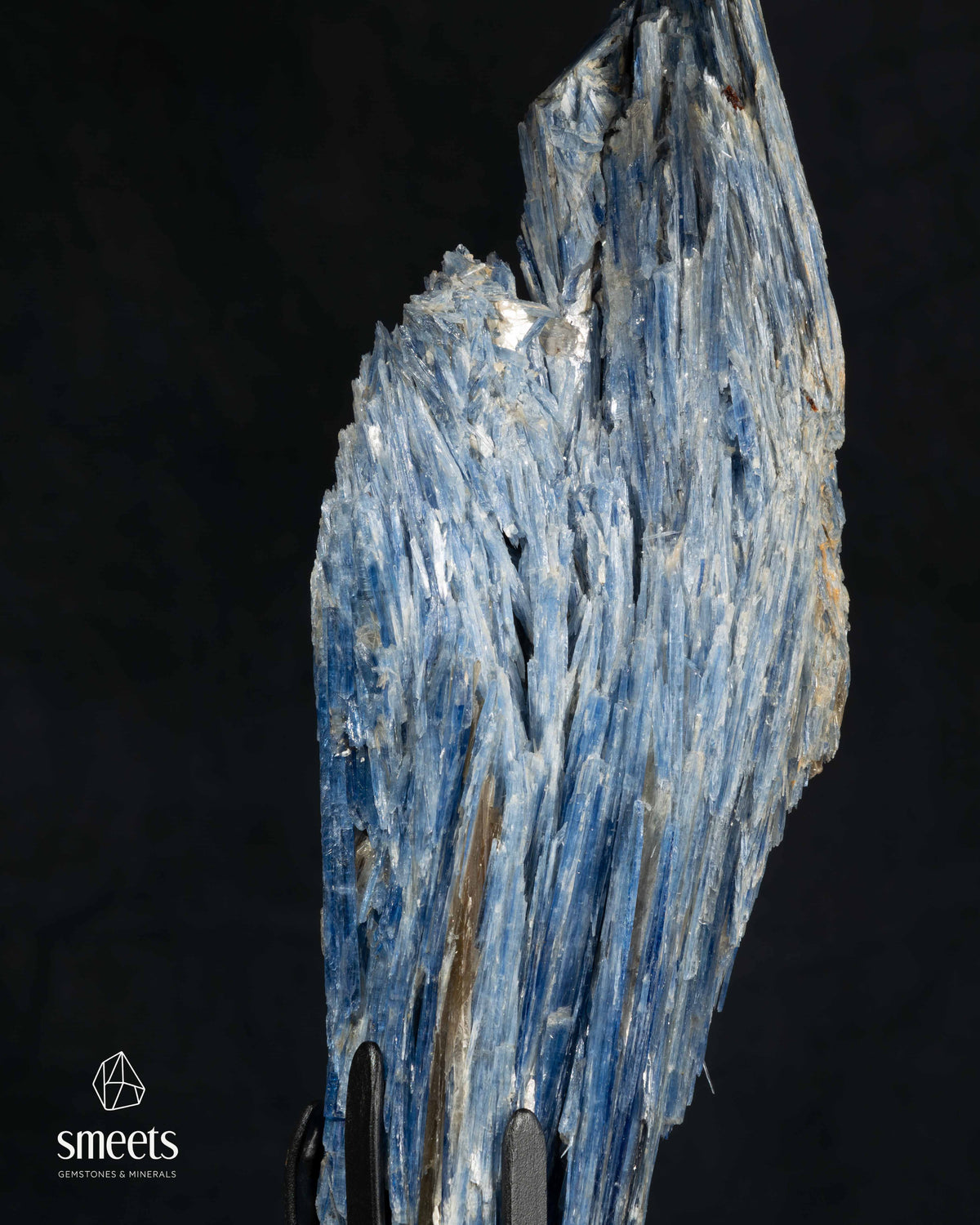Sculptural Blue Kyanite Crystal Formation on Metal Stand