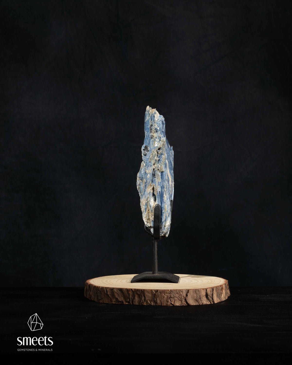 Beautiful Natural Blue Kyanite Crystal Formation on Metal Stand