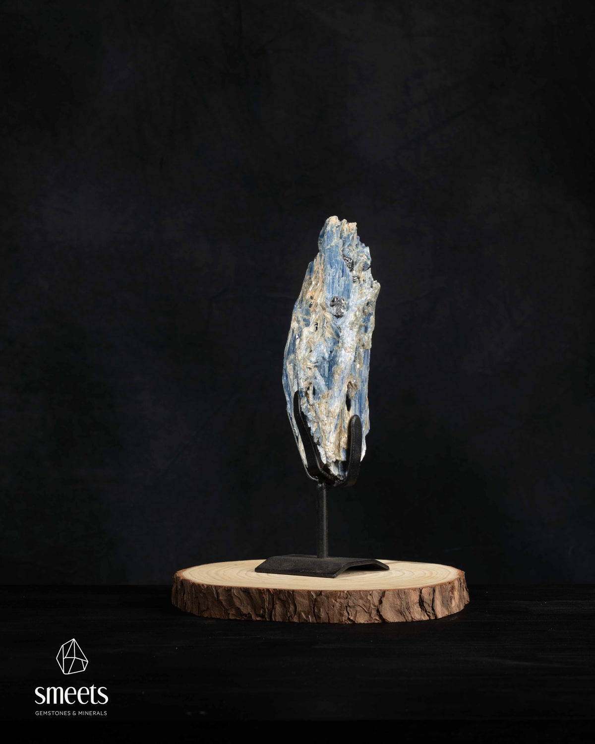 Beautiful Natural Blue Kyanite Crystal Formation on Metal Stand