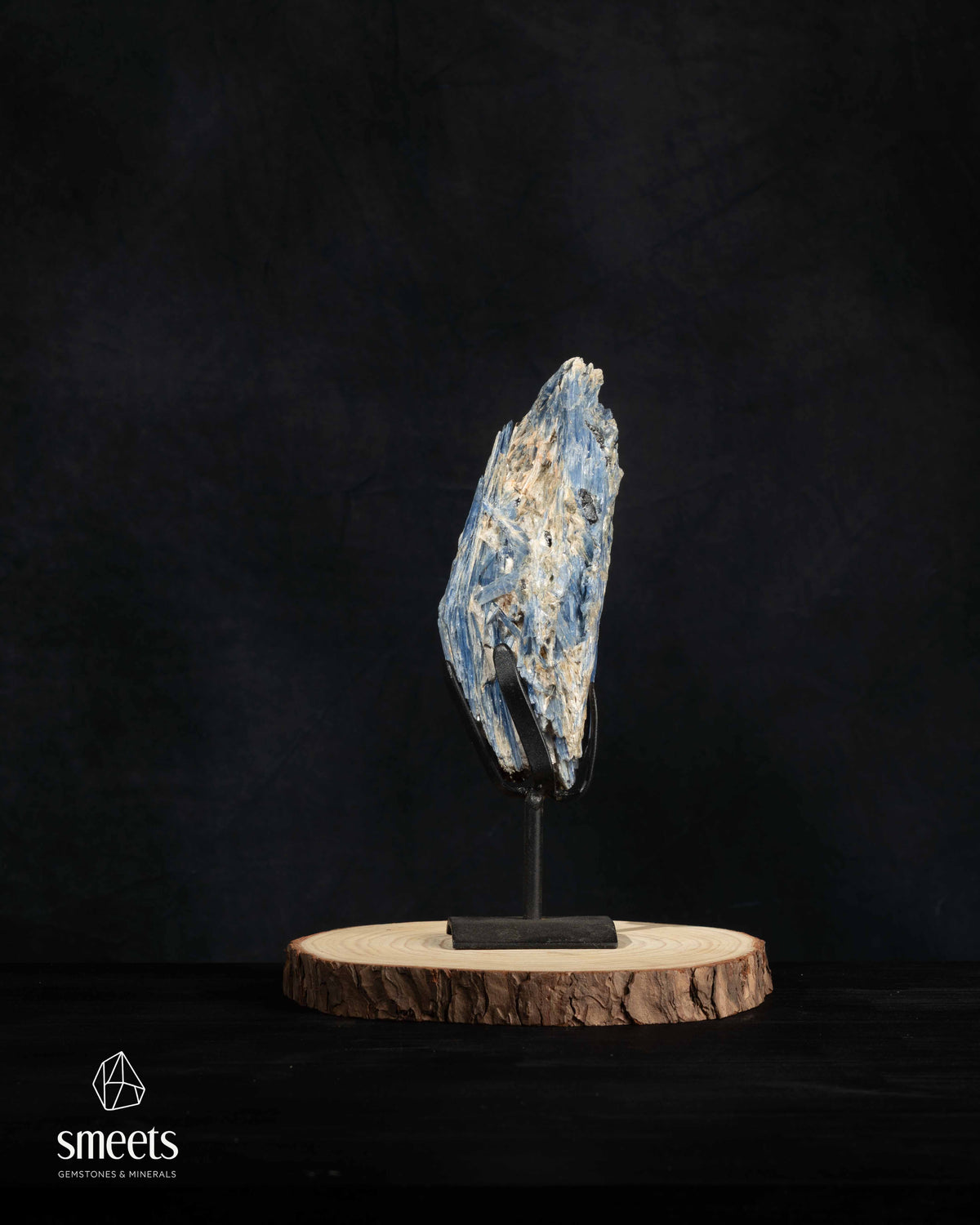 Beautiful Natural Blue Kyanite Crystal Formation on Metal Stand