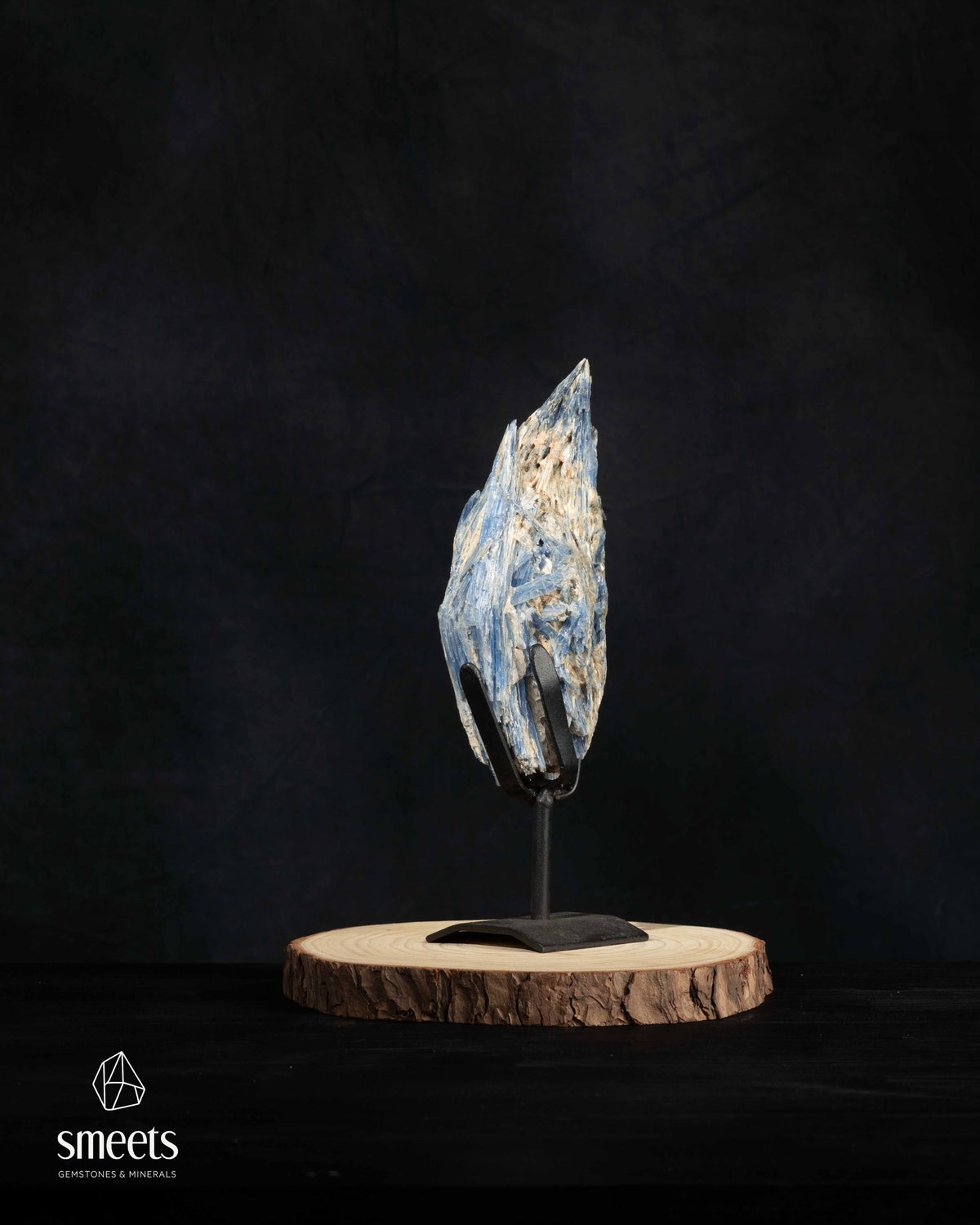 Beautiful Natural Blue Kyanite Crystal Formation on Metal Stand