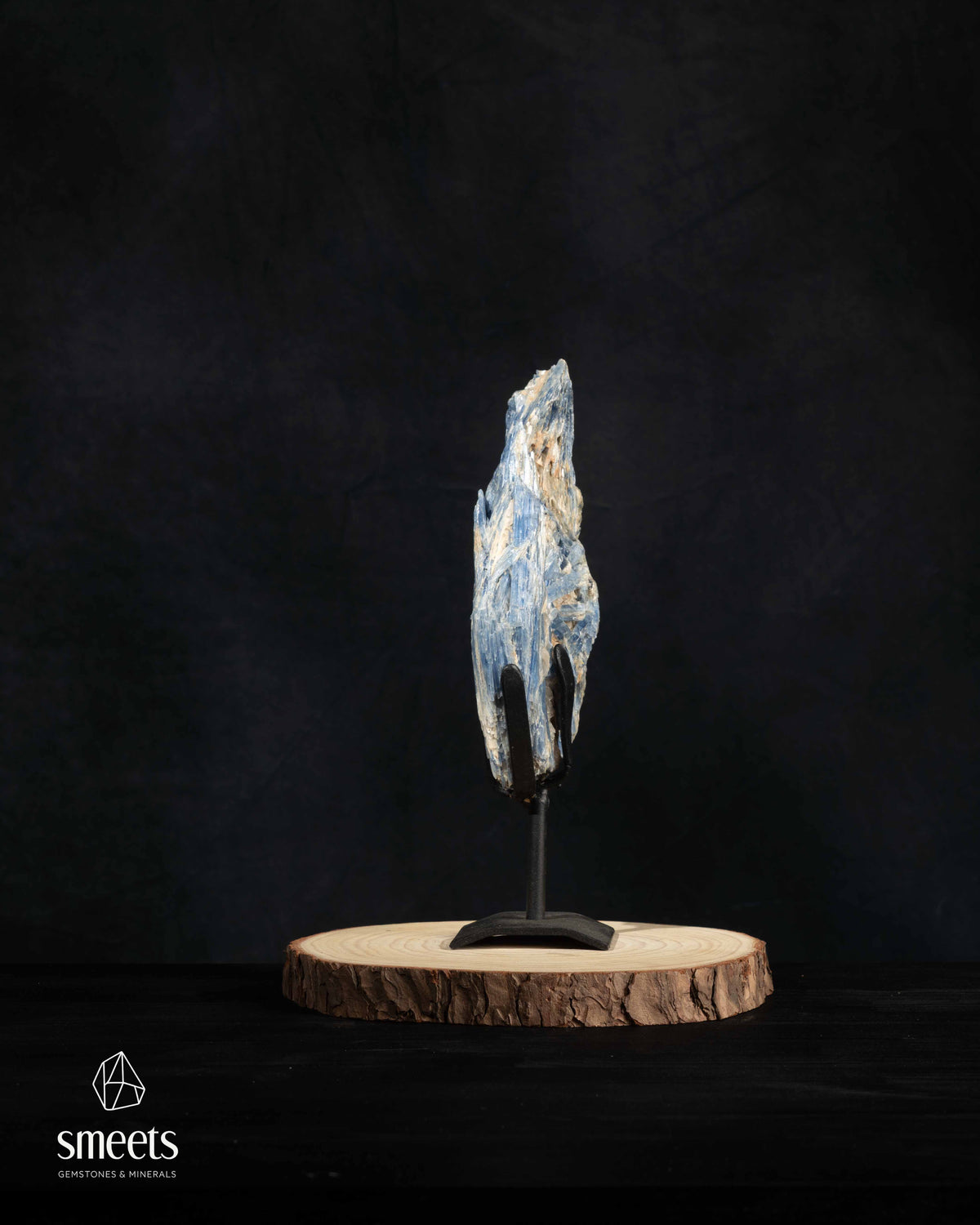 Beautiful Natural Blue Kyanite Crystal Formation on Metal Stand