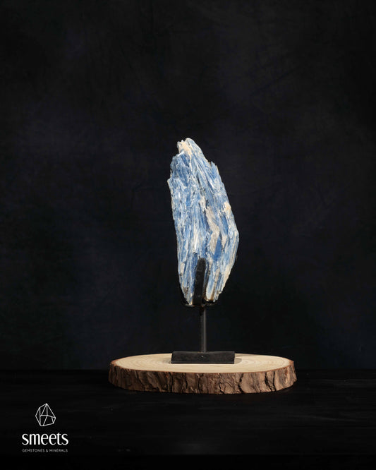 Beautiful Natural Blue Kyanite Crystal Formation on Metal Stand