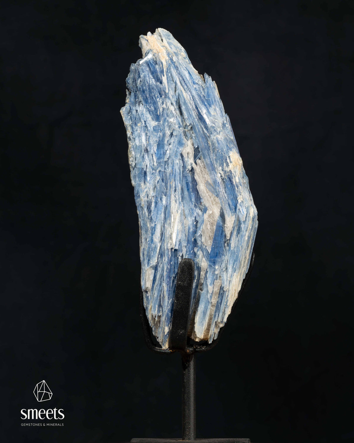 Beautiful Natural Blue Kyanite Crystal Formation on Metal Stand